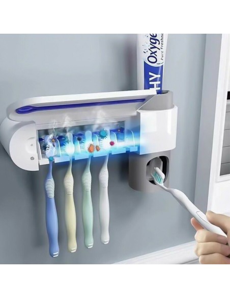 UV стерилизатор за четки за зъби с диспенсър за паста