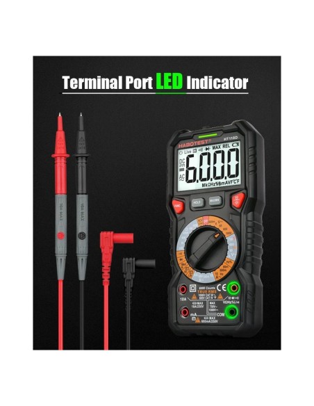 Дигитален измервателен уред Habotest HT118A, Мултиметър, True RMS, NCV, LCD дисплей, Черен