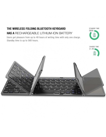 Мини клавиатура,сгъваема, Bluetooth, тъчпад, черна